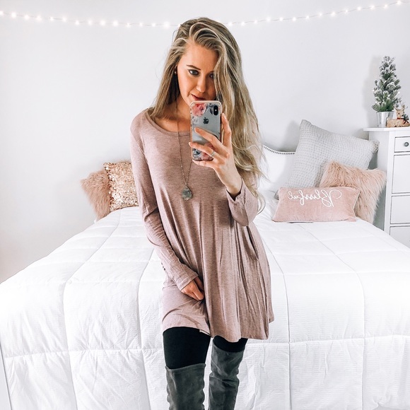 LAYLA Scoop Neck Pink Tunic Sweater - Picture 5 of 8